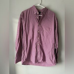 Gitman Bros Dress Shirt Button Down Shirt Checkered Plaid Purple White Size M L